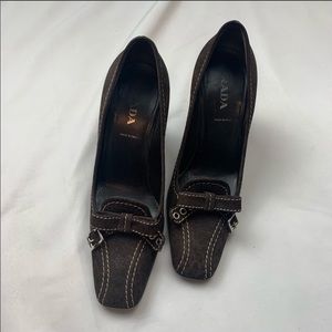 Prada suede leather heels shoes